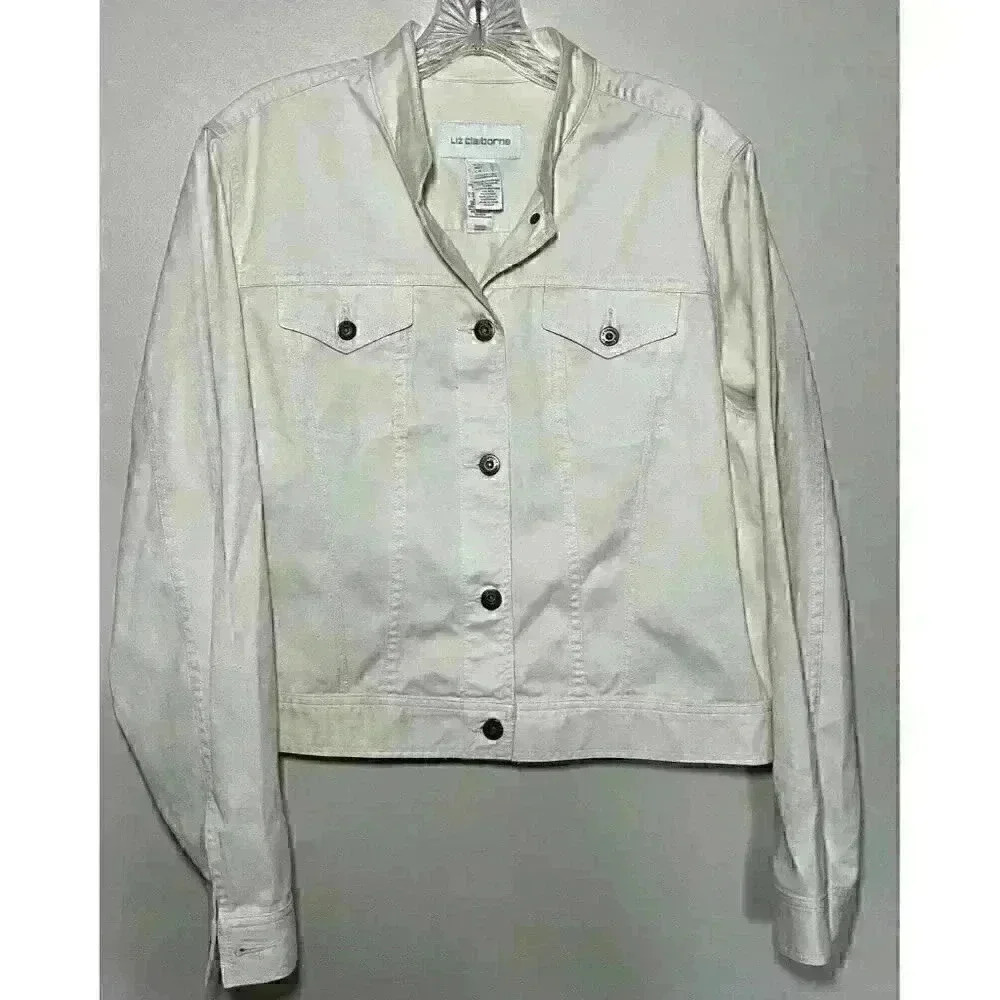 Liz Claiborne Size Large Cream Off White Stretch Lycra Jacket